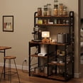 thumbnail image 3 of Bakers Rack with Power Outlet, 6 Tier Kitchen Storage Rack with Hutch, Buffet Table with Wire Drawer, 3 of 8