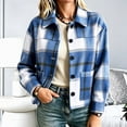 thumbnail image 4 of Enjoytime Fall Jackets for Women Plaid Lapel Collar Button Down Cropped Jacket Trendy Casual Coat Fashion Long Sleeve Outerwear, 4 of 7