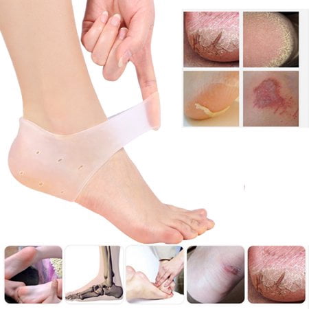 WALFRONT Silicone Moisturizing Gel Heel Socks,Heel Pain Relief Protectors 1 pairs Compression Foot Care Protector for Dry Hard Cracked Skin (Best Remedy For Dry Cracked Heels)