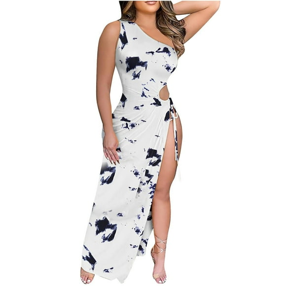 Vestido HUOGUO con hombros descubiertos y estampado sexy con cordones para mujer