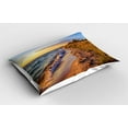 thumbnail image 2 of Ambesonne Coastal Pillow Sham 2 Pack, Sandy Calm Beach Sunset, 30"x20", Pale Yellow Pale Brown, 2 of 3