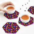 thumbnail image 7 of Gaeub Colorful Hearts Print 6 Pcs Leather Coasters for Drinks ,Drink Coasters Sets,Drink Table Cup Coasters for Living Room Kitchen Coffee Decor,Hexagon, 7 of 7