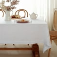 thumbnail image 5 of 100% Pure Linen Tablecloth, 55x55 Inch Square Table Cover - White, 5 of 7