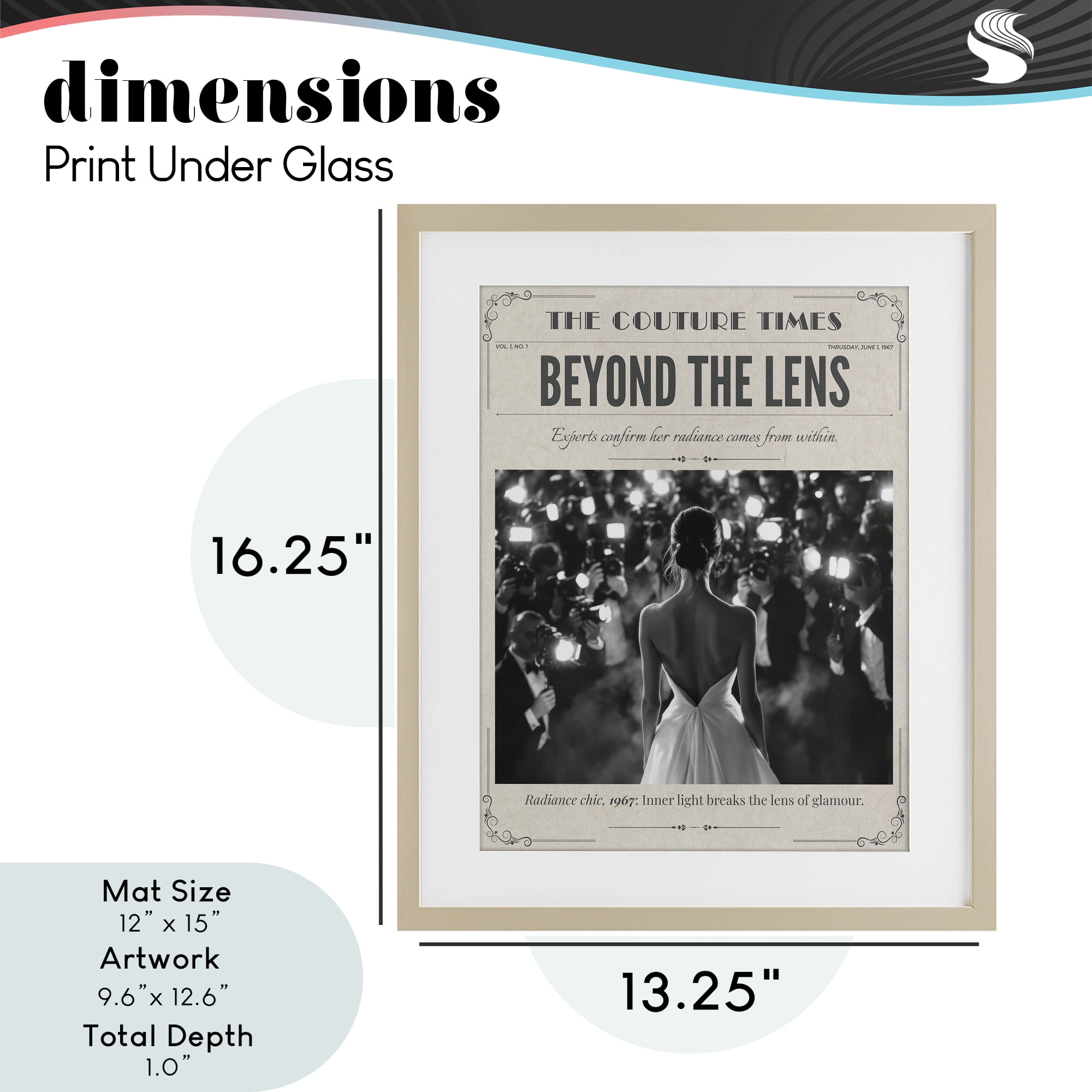 The Couture Times Magazine Birch Framed Print Under Glass, design by A Barefoot Stylist
