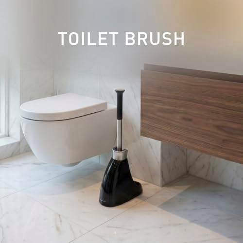 Toilet Brush with Caddy Stainless Steel, Black