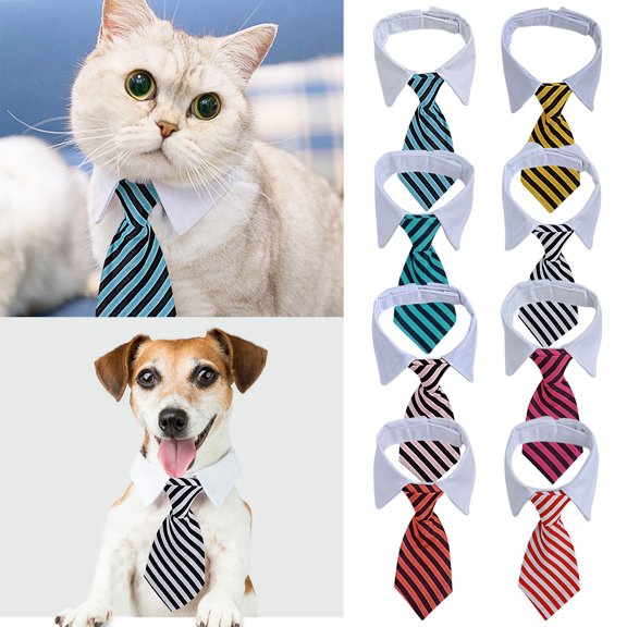 YAYUBA Cat Dog Neck Tie, Adjustable Dog Cat Tie Collar Formal Pet Neck Set for Dogs Cats Party and Photo