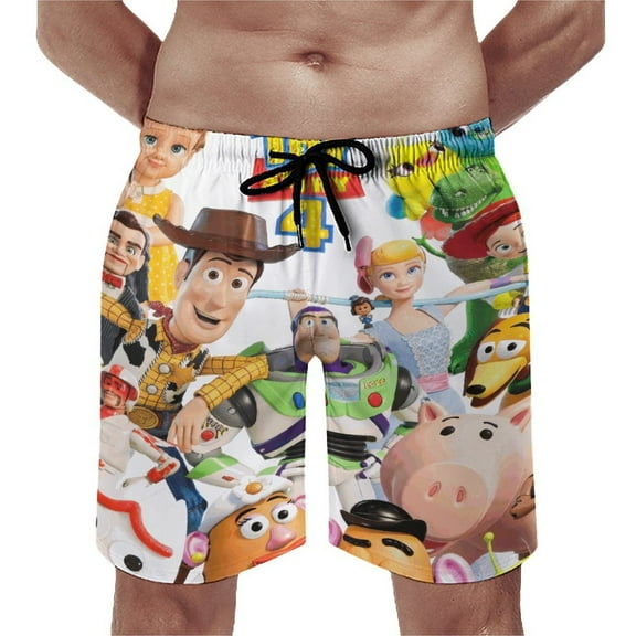 Men's Toy Story Beach Shorts Quick Dry Swim Trunks with Pockets Swim Board Shorts Swimsuit with Mesh Lining