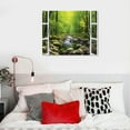 thumbnail image 4 of COMIO  Canvas Print Wall Art Window. Fake Window View Forest View Print. Stream Stone Green Woods Painting Decor for Home Walls, 4 of 4