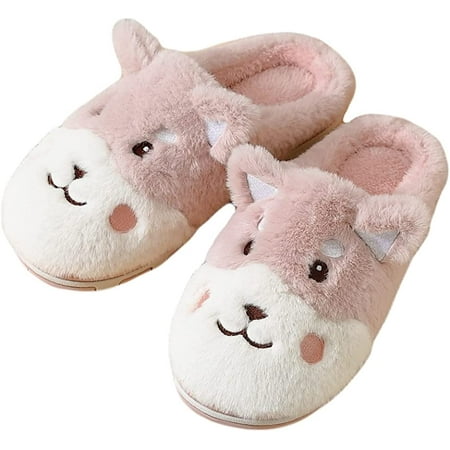 

PIKADINGNIS Unisex Cute Puppy Slippers Non-Slip Winter Warm Fluffy Fuzzy House Slippers Indoor & Outdoor
