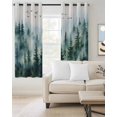 thumbnail image 2 of Green Forest Fog Blackout Curtains for Bedroom Living Room Darkening Curtains 54 Inch Long Watercolor Abstract Art Short Curtain for Small Window Treatment Thermal Insulated Grommet Drapes 52"x54"x2, 2 of 9