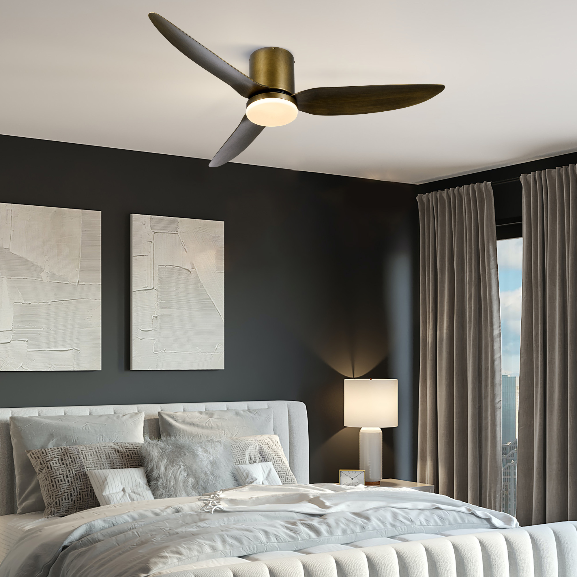 Bestco 52in Bronze LED Smart Ceiling Fan with Remote Control