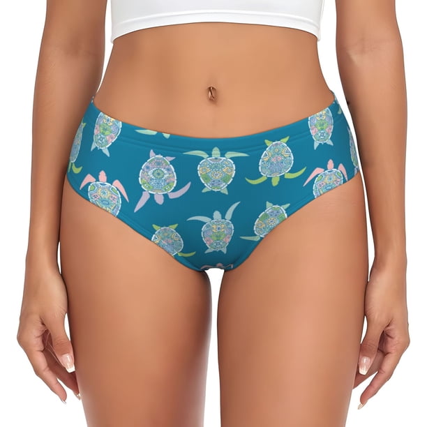 Fotbe Sea Turtle Calzones Estampados para Mujer – Ropa Interior de Algodón, Cómoda, Suave y Elástica-Medium