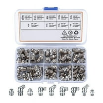 60Pcs Metric Grease Fittings Kit, M6 M8 M10 45 90 Degree Hydraulic Zerk Assortment for Angled Mechanical