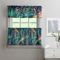 thumbnail image 2 of Tropical Plant Kitchen Curtains Set with Jungle Leaves and Hawaiian Floral, Rod Pocket Tier and Valance, Light Filtering and Eco-Friendly Panels for Kitchen Use, 2 of 6