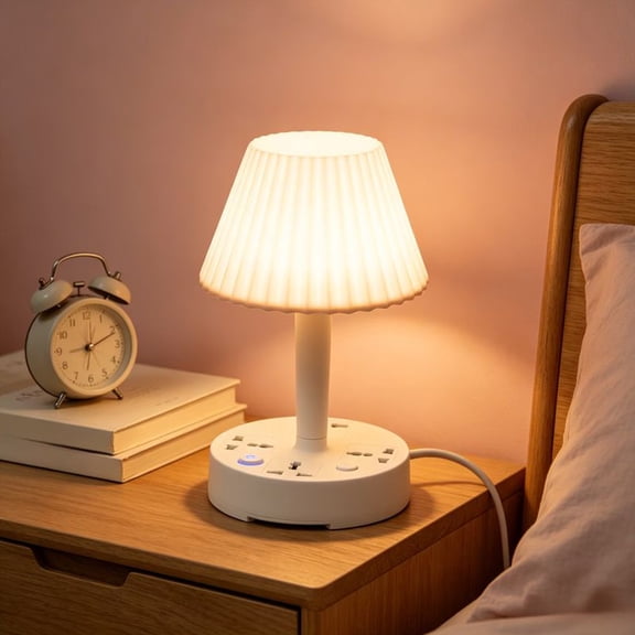 Mushroom-shaped 5.11 in Bedside Lamps Desk Lamps with White Plastic Shade