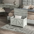 thumbnail image 6 of HOMCOM 19" Farmhouse Storage Chest, Lift Top Box Organizer with Safety Hinge to Open Up 100° for Bedroom, Entryway, Living Room, Gray Grain, 6 of 9