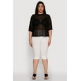 thumbnail image 3 of Womens Plus Size Chic Sheer Mesh Blouse with Crew Neck and Short Sleeves, 3 of 5