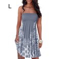 thumbnail image 4 of Qarigey Vestido de verano elegante y cómodo de poliéster para mujer, cintura para un ajuste favorecedor, ropa femenina con hombros Vestidos GrisL, 4 of 5