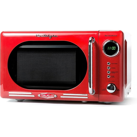 Nostalgia Retro Microwave for Countertop 0.7 cu ft Vintage Microwave, Red