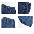 thumbnail image 5 of Girls Elastic Waist Denim Skort, Kids Wrap Front Jean Skirt Shorts with Front Button for Summer Daily Wear Blue 120, 5 of 5
