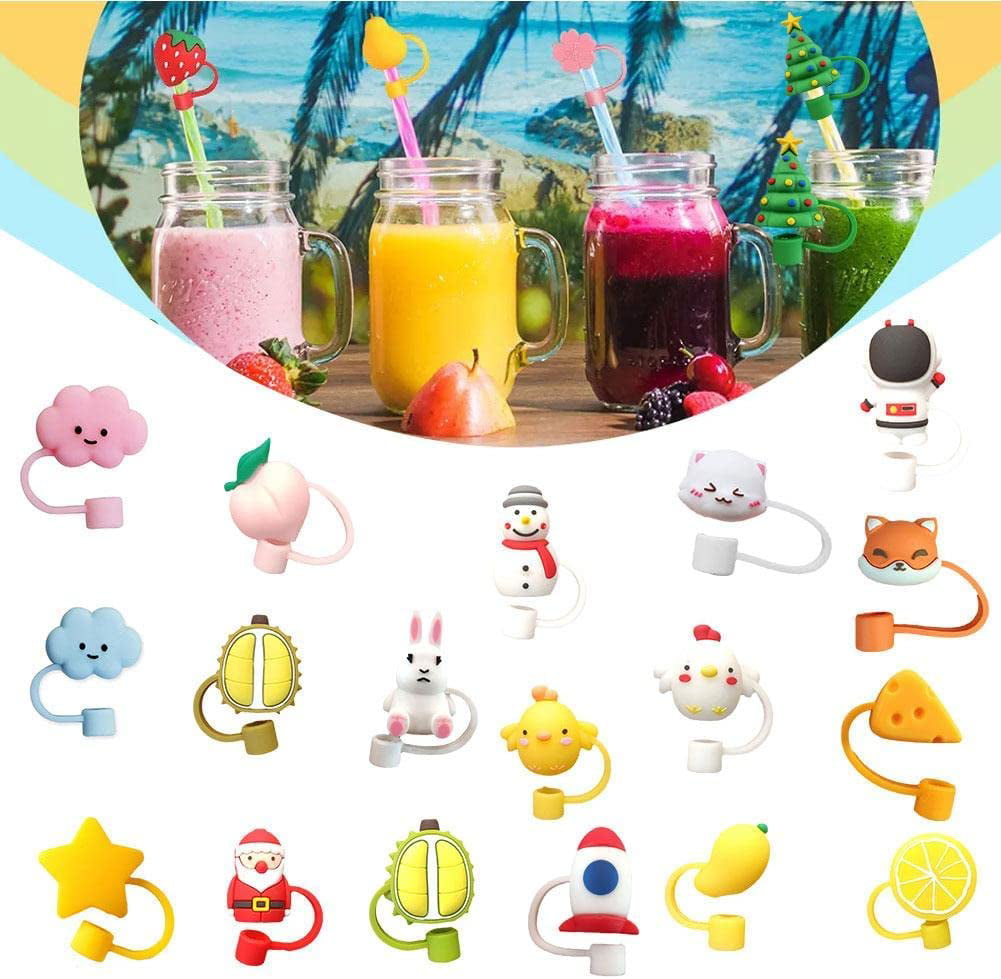 1PCS Cute Weathher straw topper Silicone Lightning Rainstorm