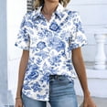 thumbnail image 6 of Minjewel Women's Short Sleeve Satin Blouse Silk Tops Button Down Shirts Business Casual Work Office Wear Dressy Chic Tops,Light Blue,S, 6 of 8