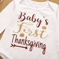 thumbnail image 4 of Mercatoo My First Thanksgiving Baby Girl Outfit Infant Girls Romper Tops Flower Prints Pants Hat Headbands 4PCS Outfits, 4 of 8
