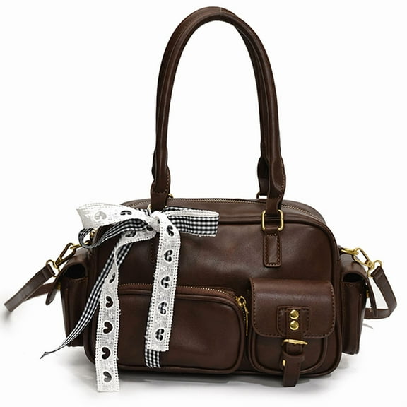 HUISZJ Shoulder Bag Pu Leather Handbag Retro Underarm Purse For Women Daily Portable Bag （Light Brown）