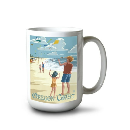 

15 fl oz Ceramic Mug Oregon Coast Kite Flyers Dishwasher & Microwave Safe