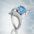 thumbnail image 3 of Shiny Dolphin Shaped Womens Ring With Royal Blue Zircon Copper Inlay Jewelry Ideal Birthday Gift Elegant Gifts, 3 of 7