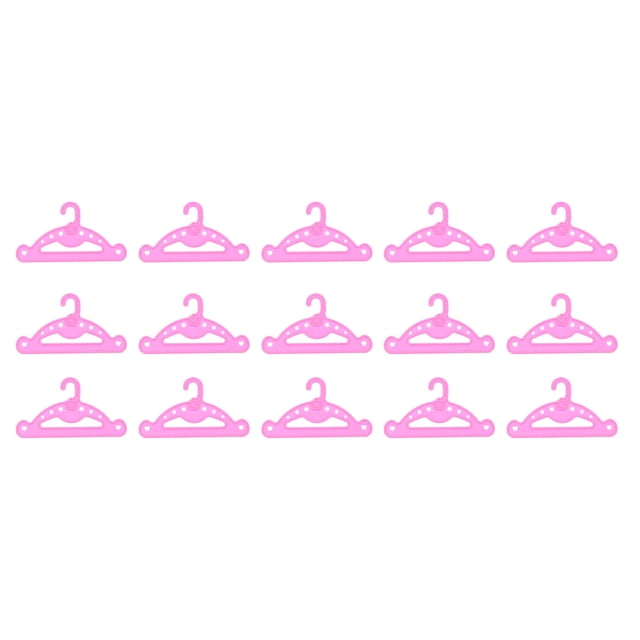 Miangastore 15 Pcs Plastic Doll Clothes Hangers Durable Clothes Hanger Mini Doll Clothes Rack