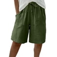 thumbnail image 2 of TMOYZQ Women Casual Shorts Quick Dry Lightweight Comfy Elastic Waist Shorts Summer Beach Vacation Pull On Lounge Shorts with Pockets, 2 of 9
