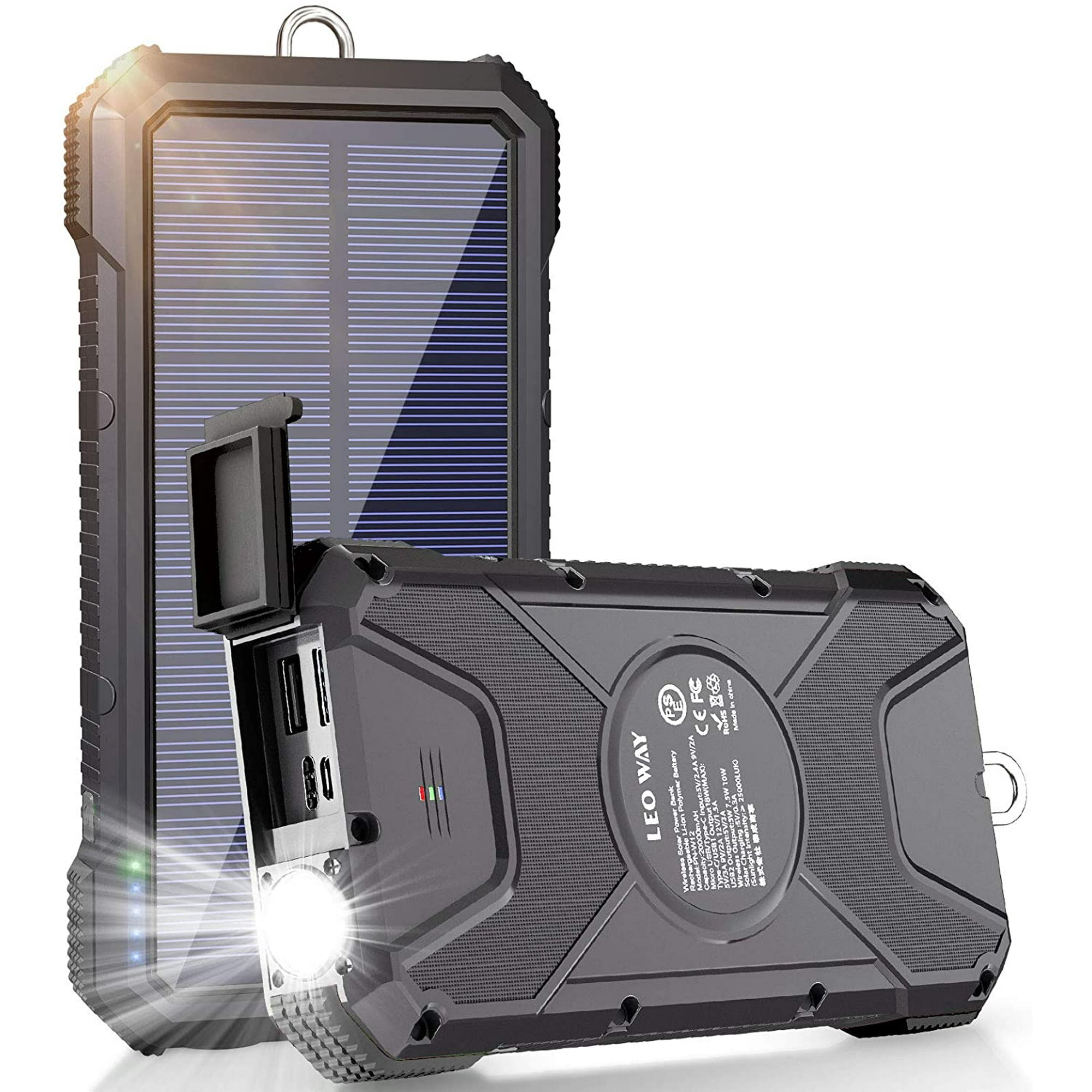 Solar Power Bank 26800mAh, Qi Wireless Charger, Portable Charger for Cell  Phone, Solar Charger for Camping, Outdoor, Solar Panel Charging, , Green |  Walmart Canada