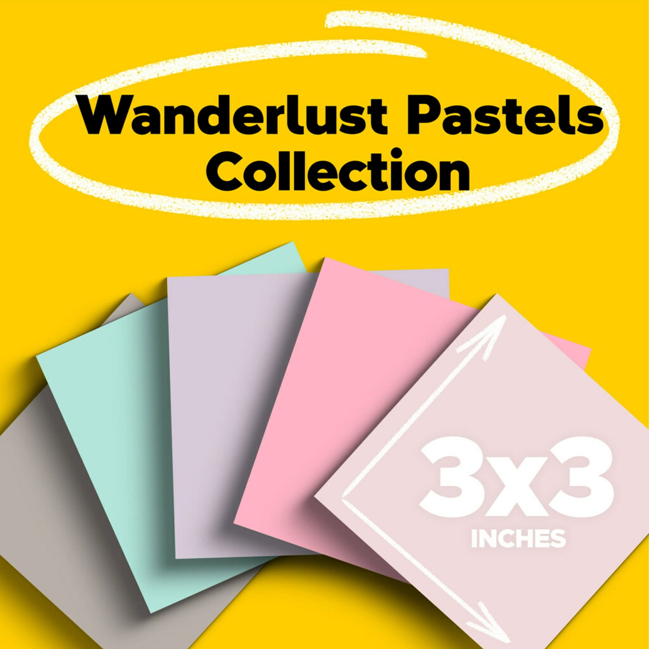 (2 pack) Post-it Recycled Super Sticky Notes Made with 100% Recycled Paper, 3 in x 3 in, Wanderlust Pastels, 5 Pads