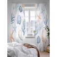 thumbnail image 3 of Sheer Curtains 96 Inches Long 2 Panels Set for Living Room, Orange Blue Coastal Semi Sheer Curtains for Windows, Summer Beach Nautical Starfish Coral Voile Window Treatments Rod Pocket Curtain, 3 of 7