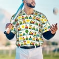 thumbnail image 5 of Hirioo Train With Animals for Men's Baseball T-shirt Shirts Short Sleeve Casual Summer Button Stretch T Shirts,Size S-4XL-XX-Large, 5 of 7
