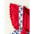 thumbnail image 5 of Seyurigaoka Newborn Girl 4th of July Independence Day Cute Romper Outfits, Fly Sleeve Stripe Star Print Round Neck Bodysuit + Headband, 5 of 9