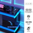 thumbnail image 3 of Blotout 81" TV Stand with LED Lights & Power Outlet for 90/85/80 Inch TV, Modern Gaming Entertainment Center with High Gloss Cabinet, Media TV Console for Living Room, Black, 3 of 8