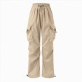 thumbnail image 5 of NOLDARES Men's Casual Cargo Pants Tapered Loose Fit Cuffed Joggers Sweatpants Drawstring Tactical Pants with Multi Pockets(Beige,XL), 5 of 7
