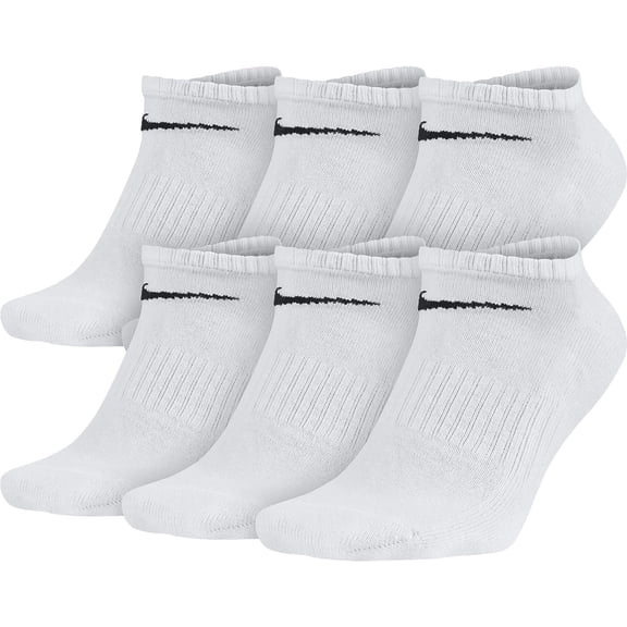 NIKE Unisex Performance Cushion No-Show Socks with Band 6 Pairs, White/Black, X-Large