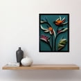 thumbnail image 2 of Modern Paper Quilling Bird on Exotic Flower Plant Leaves Blue Orange Teal Art Print Framed Poster Wall Decor 12x16 inch, 2 of 5