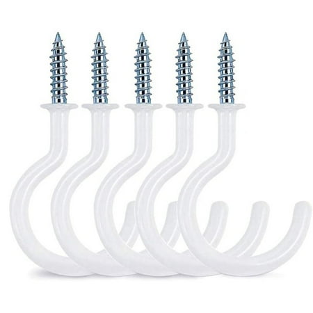 

Saim 60 Pcs Ceiling Screw Cup Hooks 3/4 Inch Vinyl Coated Screw-in Wall Hooks Cup Hooks for Bathroom Kitchen Wall Ceiling White
