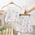 thumbnail image 2 of Gubotare Girls Pajamas Set Kids Girls Pajamas Set Silk Satin Print Short Sleeve Button-Down Shirts Shorts Summer Clothes for Girls Clothes Size 6-7 (White,6-7 Years), 2 of 5