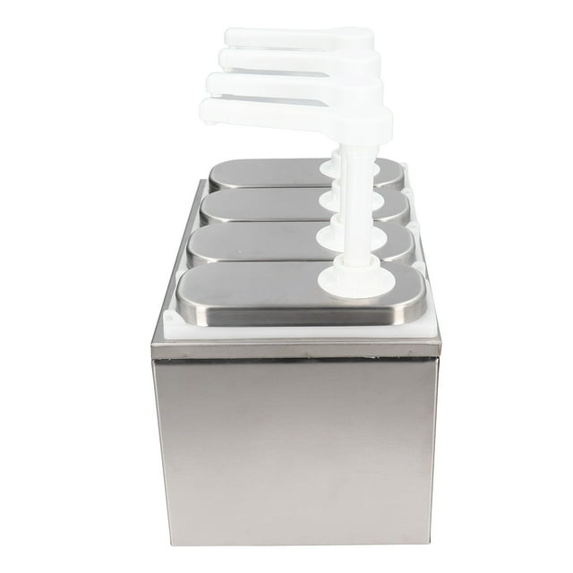 Sauce Pump Container, Sauce Dispenser Pump Removable Quantitative Food Grade Large Volume For Ketchup For Restaurant 4 Pumps