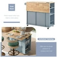 thumbnail image 6 of Kitchen Island with Power Outlet,Kitchen Storage Island with Drop Leaf and Rubber Wood,Open Storage and Wine Rack,5 Wheels,with Adjustable Storage for Home, Kitchen, and Dining Room, Grey Blue, 6 of 9