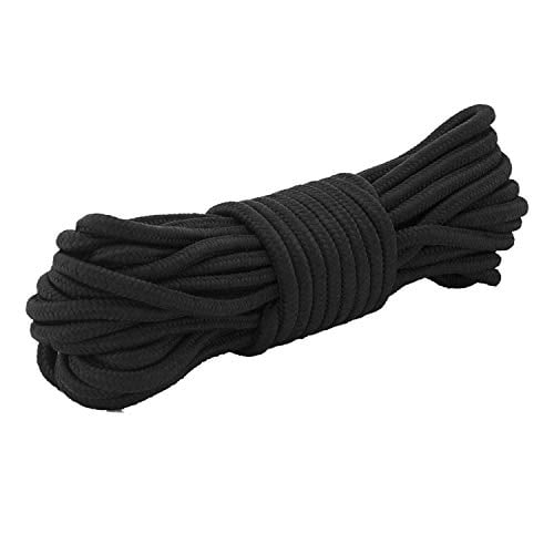 9mm Black Nylon Rope,100feet 3/8inch Paracord Braided Utility Rope,Polypropylene  Rope for Camping,Sports and Outdoors Use 