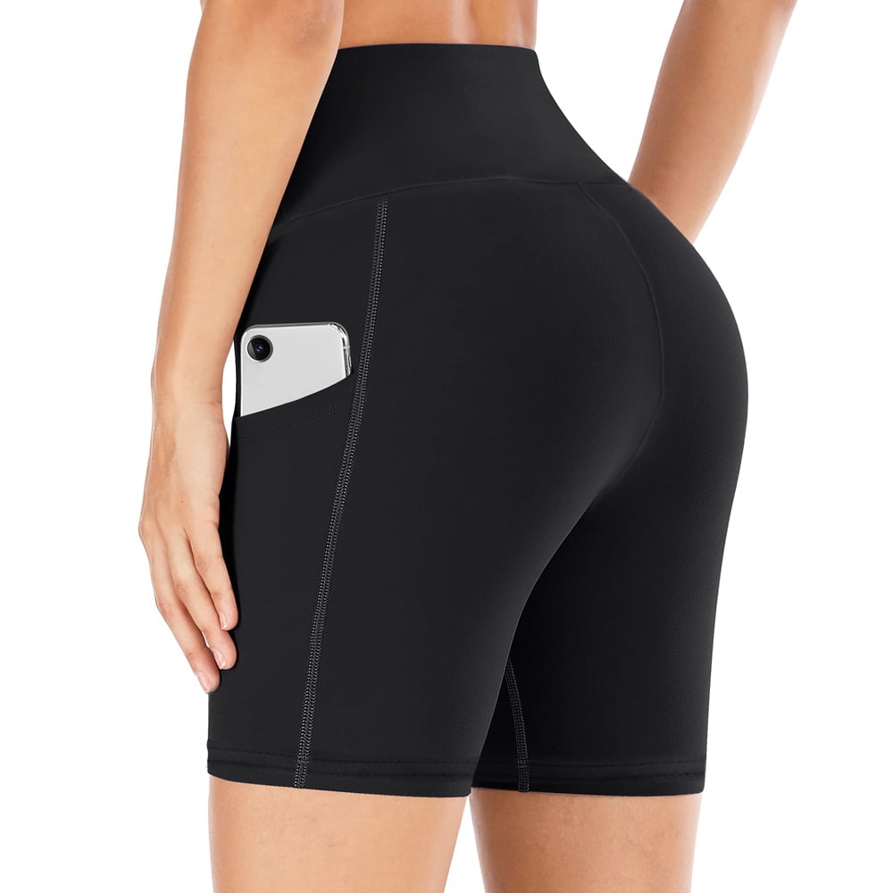 Yoga Shorts For Women High Waist Short Leggings With Pockets Tummy Control Bike Shorts