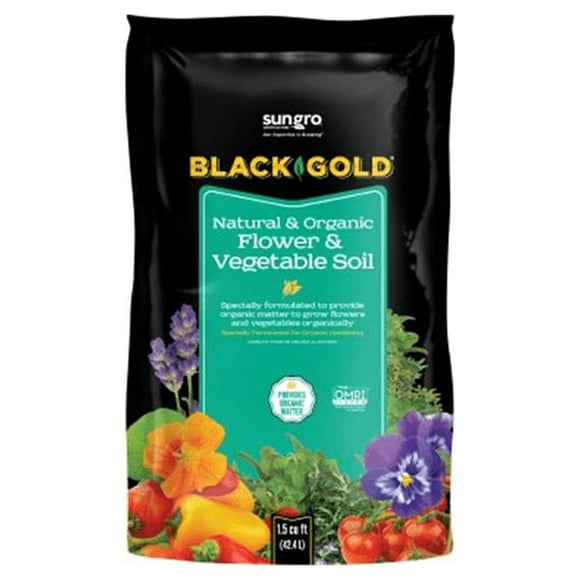 SunGro Mélange de Terreau Naturel et Biologique pour Fleurs et Légumes Noir et Or, 1,5 Pi3