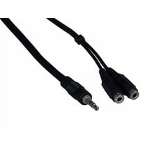 Cable Leader 6ft 3.5mm Stereo Male to Two 3.5mm Stereo Female Audio Cable, Black