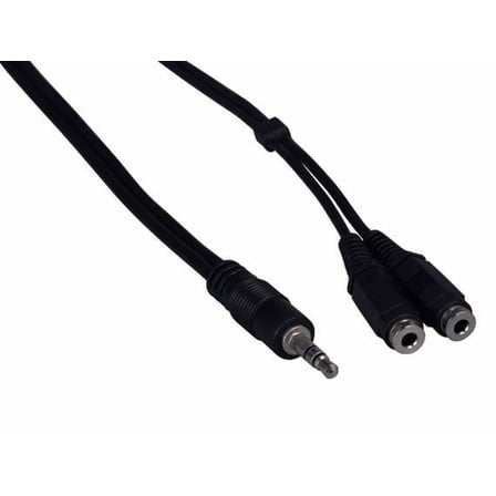 Cable Leader 6ft 3.5mm Stereo Male to Two 3.5mm Stereo Female Audio Cable, Black